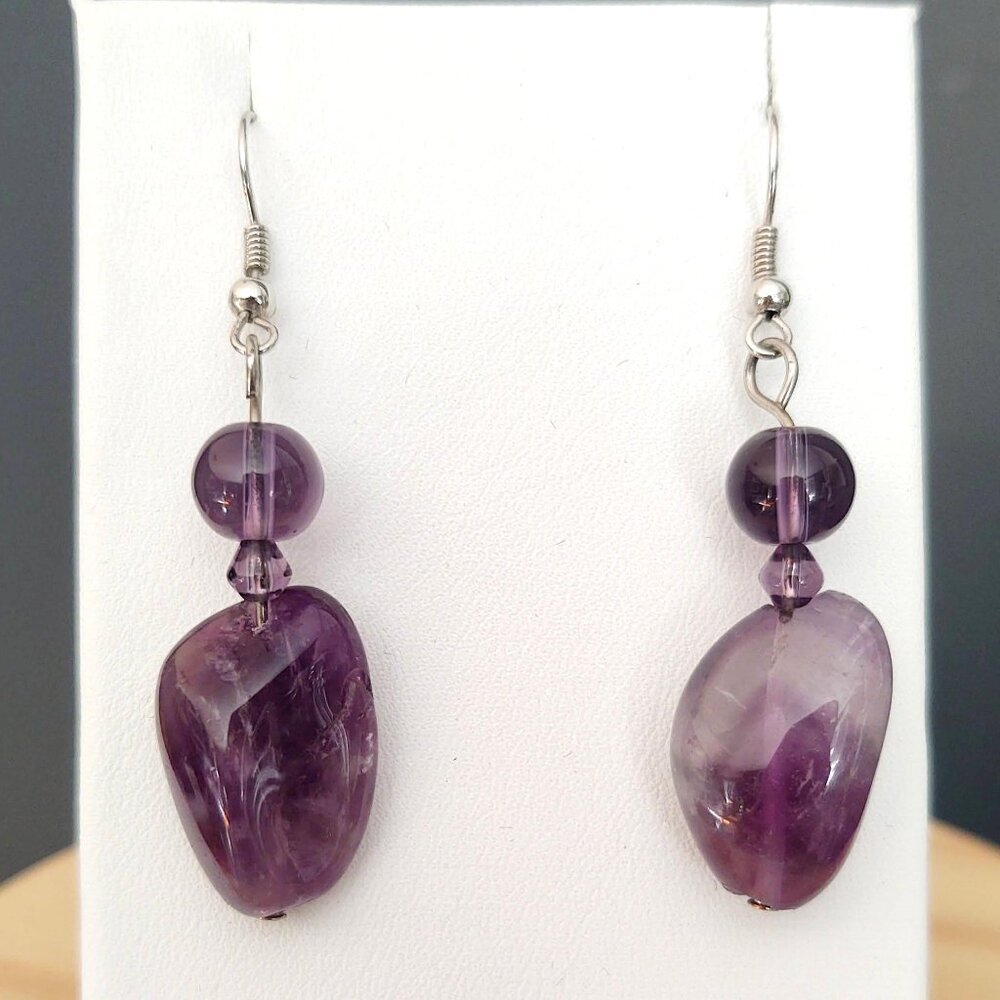Amethyst stone drop earrings